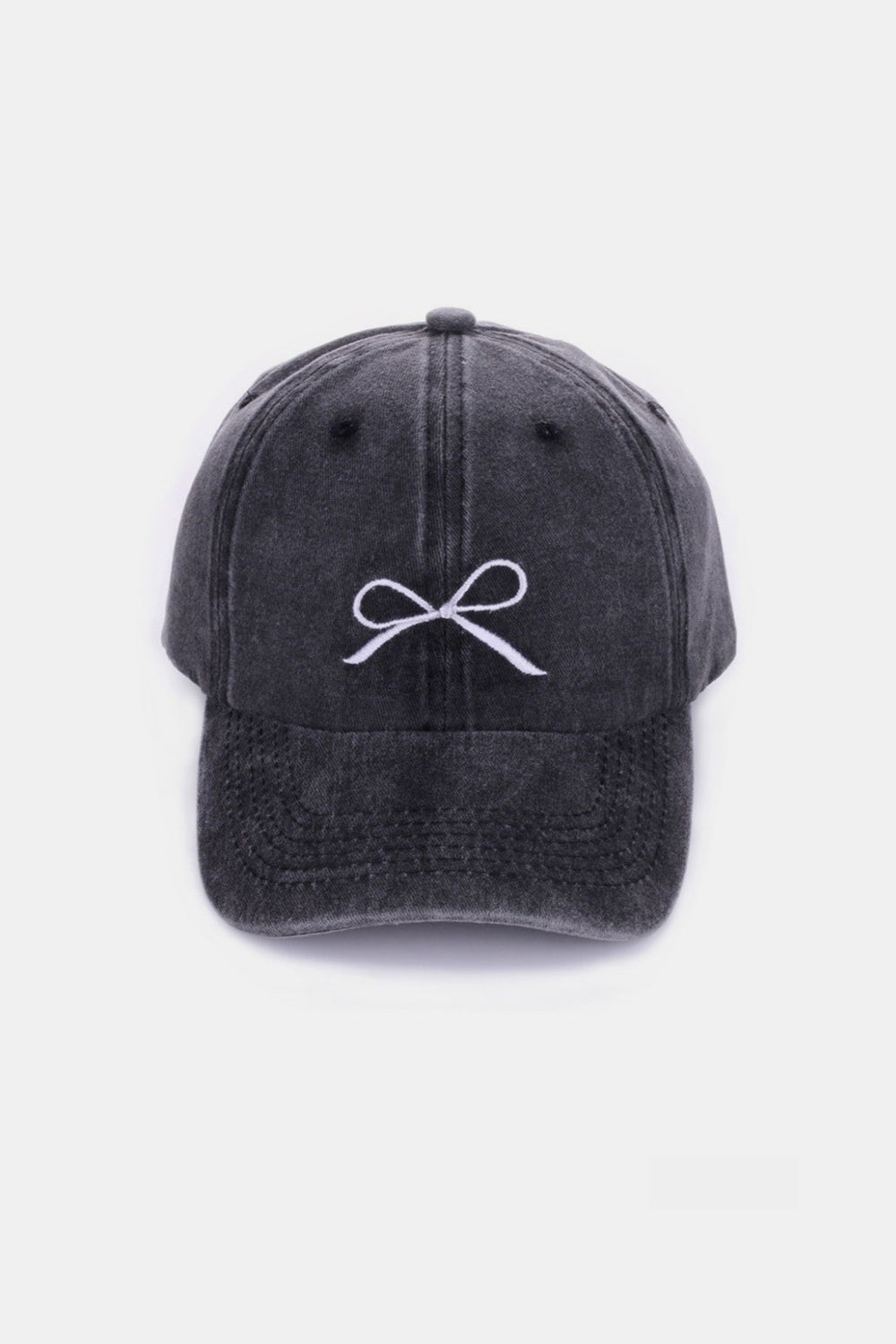 Zenana Bow Embroidered Washed Cotton Caps