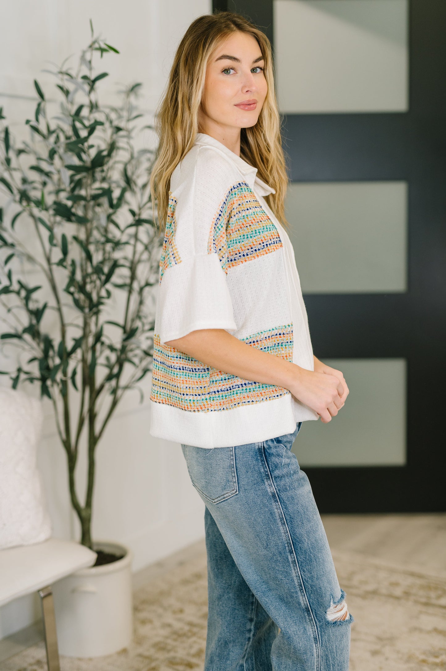 Good For Me Collared Knit Top