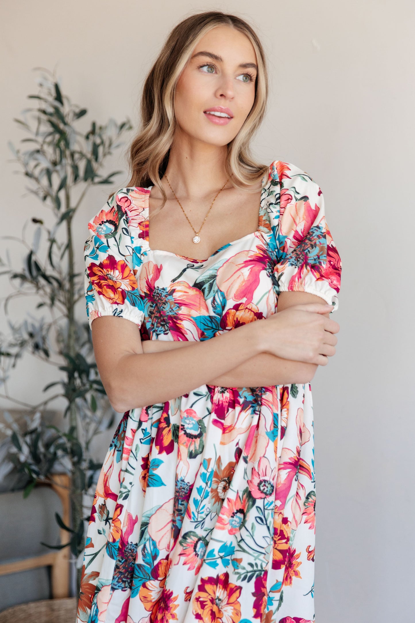 Let Me Frolic Balloon Sleeve Floral Dress